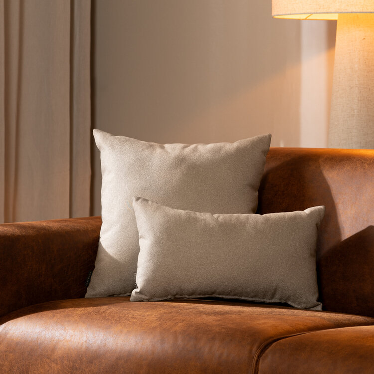 Coussin Hilda tissu taupe 25 x 45 cm