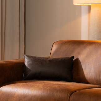 Coussin Kyla eco-cuir brun 25 x 45 cm