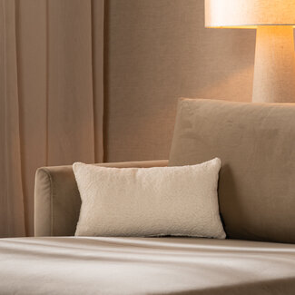 Coussin Nora bouclé blanc 25 x 45 cm