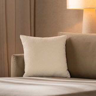 Coussin Nora bouclé blanc 45 x 45 cm