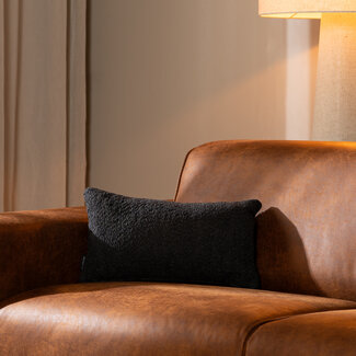 Coussin Nora bouclé noir 25 x 45 cm