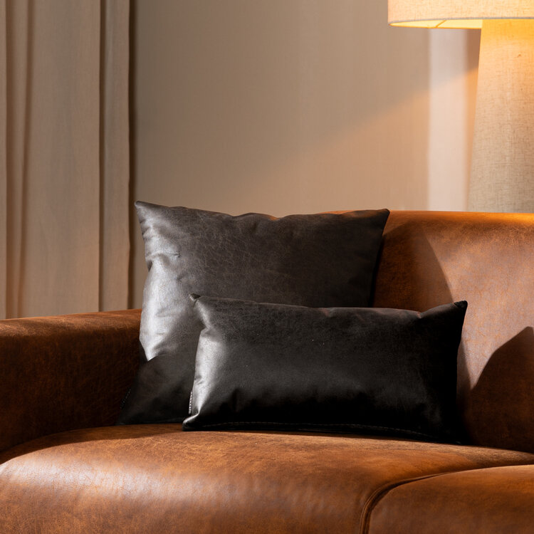 Coussin Kyla eco-cuir anthracite 45 x 45 cm