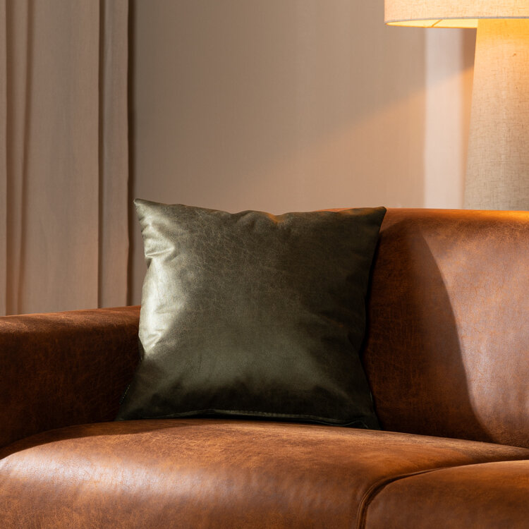 Coussin Kyla eco-cuir vert 45 x 45 cm