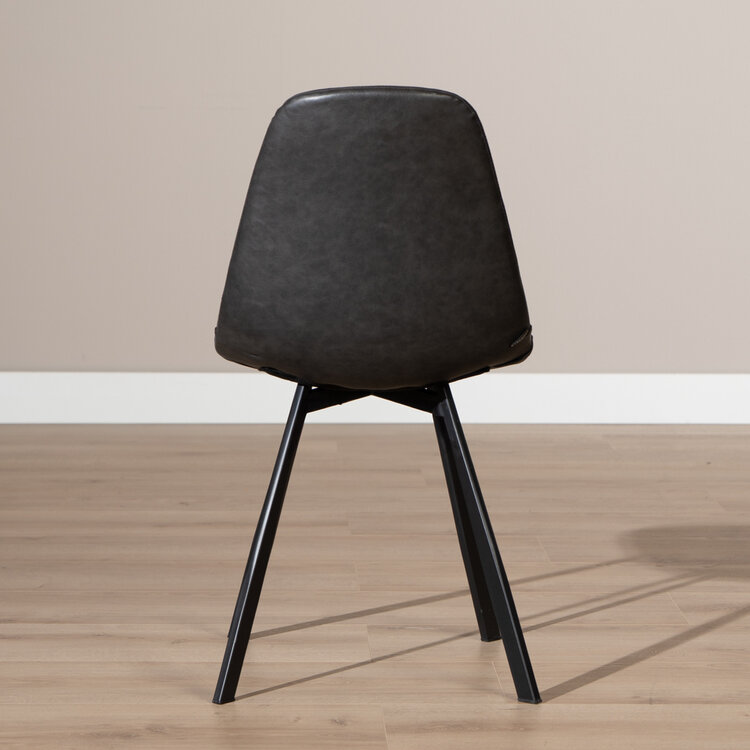 Chaise de salle à manger industrielle Logan anthracite éco-cuir