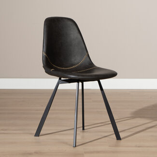 Chaise de salle à manger industrielle Logan anthracite éco-cuir