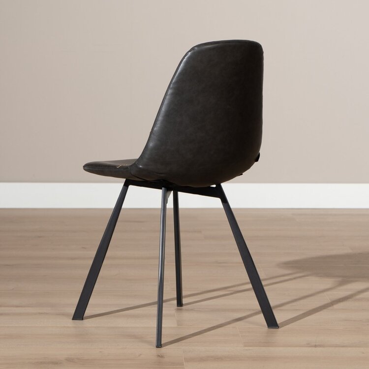 Chaise de salle à manger industrielle Logan anthracite éco-cuir
