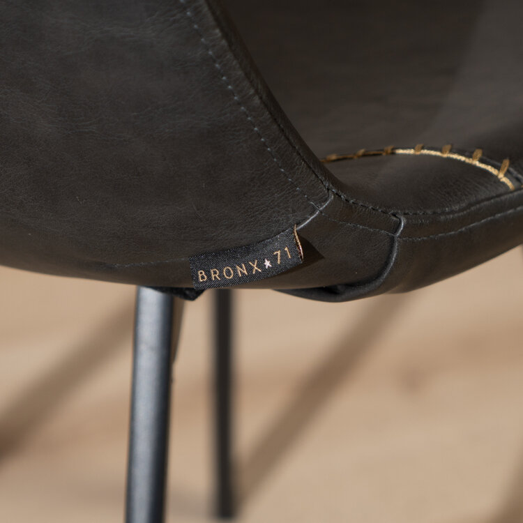 Chaise de salle à manger industrielle Logan anthracite éco-cuir