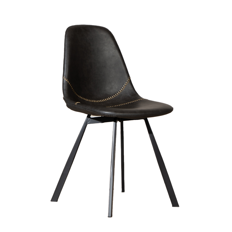 Chaise de salle à manger industrielle Logan anthracite éco-cuir