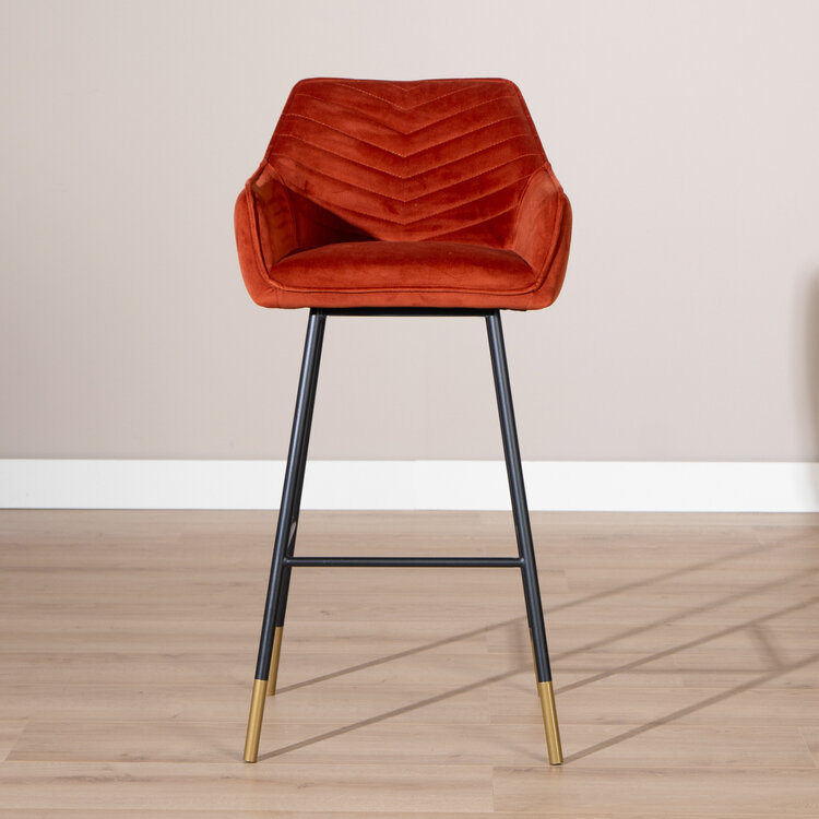 Tabouret de bar velours Fiona cuivre 65-78 cm