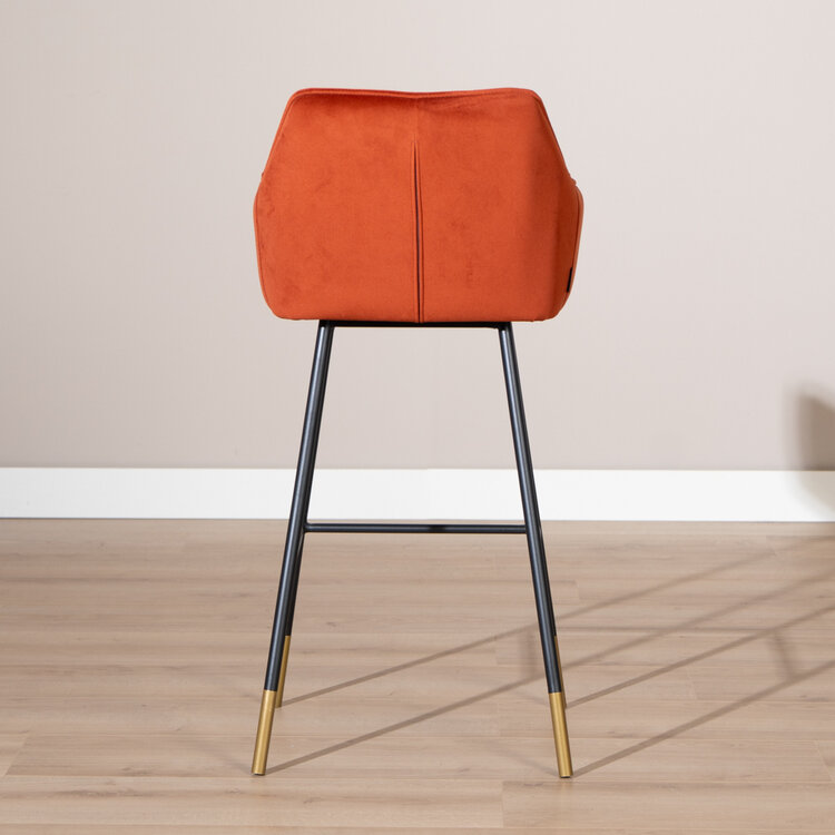 Tabouret de bar velours Fiona cuivre 65-78 cm