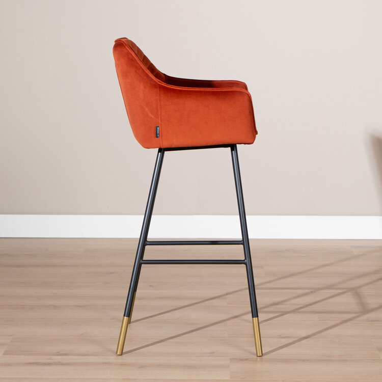 Tabouret de bar velours Fiona cuivre 65-78 cm