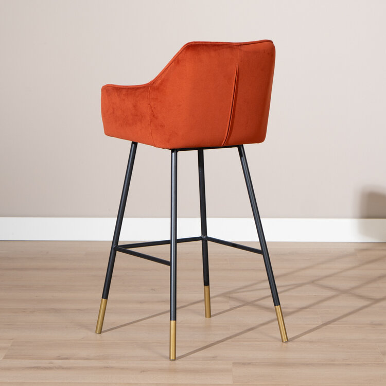 Tabouret de bar velours Fiona cuivre 65-78 cm