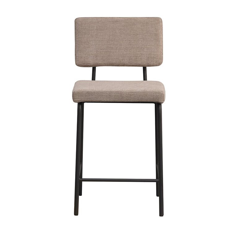 Tabouret de bar scandinave Espen taupe en tissu recyclé 64-77 cm