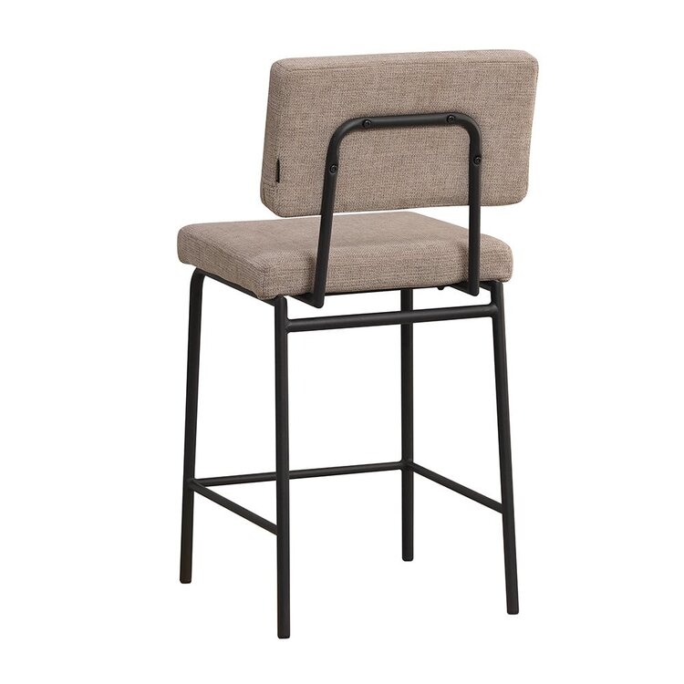 Tabouret de bar scandinave Espen taupe en tissu recyclé 64-77 cm