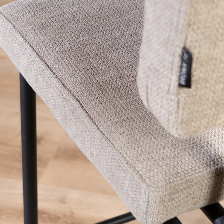 Tabouret de bar scandinave Espen taupe en tissu recyclé 64-77 cm