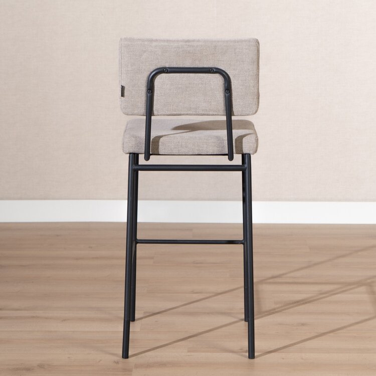 Tabouret de bar scandinave Espen taupe en tissu recyclé 64-77 cm