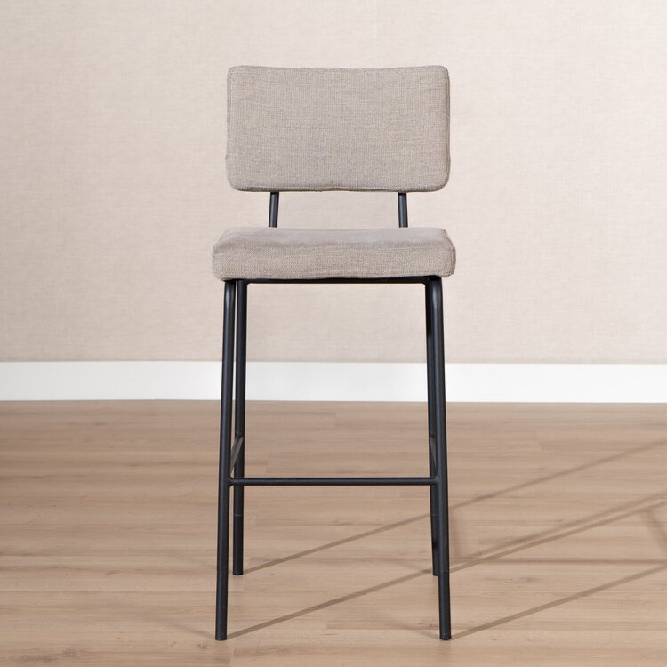Tabouret de bar scandinave Espen taupe en tissu recyclé 64-77 cm