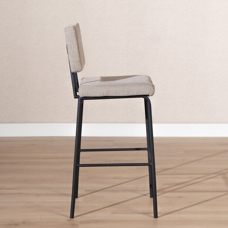 Tabouret de bar scandinave Espen taupe en tissu recyclé 64-77 cm