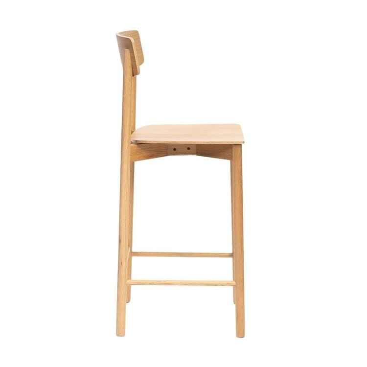Tabouret de bar scandinave Reza en chêne naturel 68,5 cm