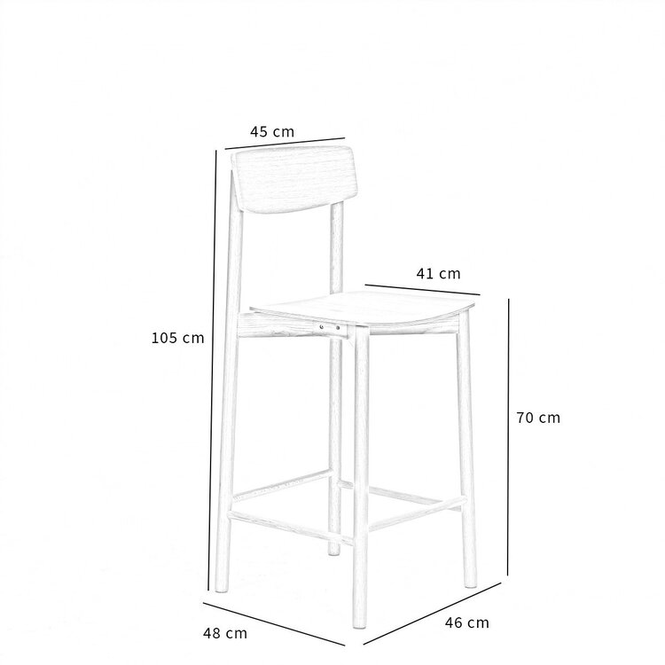 Tabouret de bar scandinave Reza en chêne naturel 68,5 cm