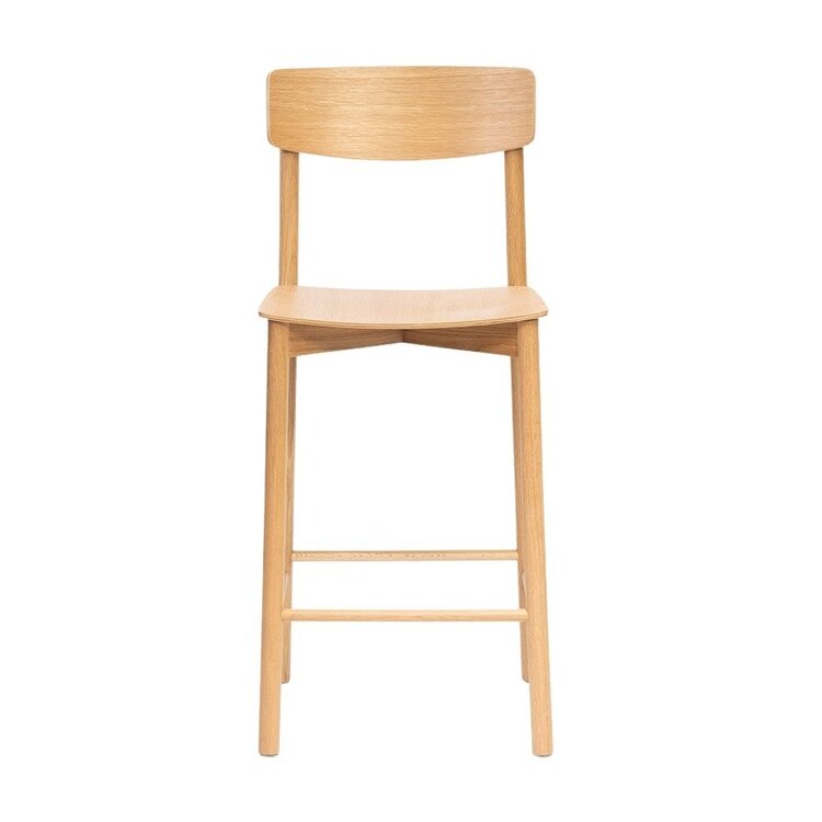 Tabouret de bar scandinave Miquel en chêne naturel 78,5 cm