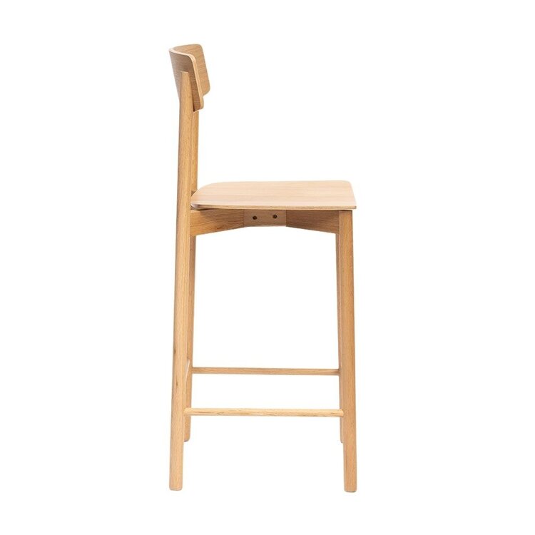 Tabouret de bar scandinave Miquel en chêne naturel 78,5 cm
