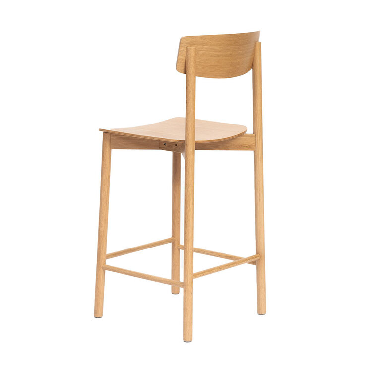 Tabouret de bar scandinave Miquel en chêne naturel 78,5 cm
