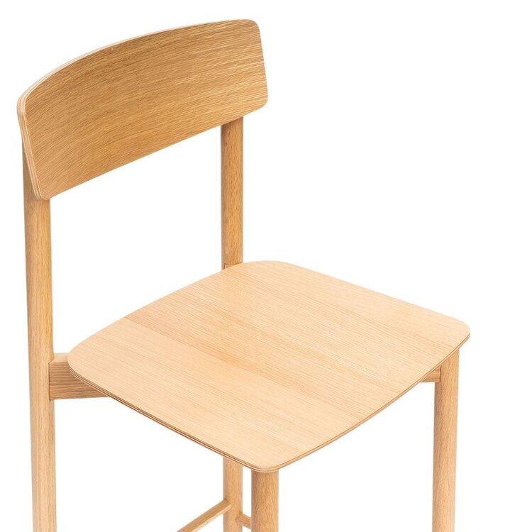 Tabouret de bar scandinave Miquel en chêne naturel 78,5 cm