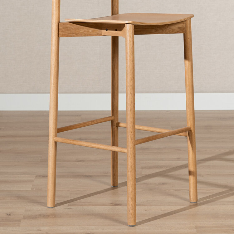Tabouret de bar scandinave Miquel en chêne naturel 78,5 cm