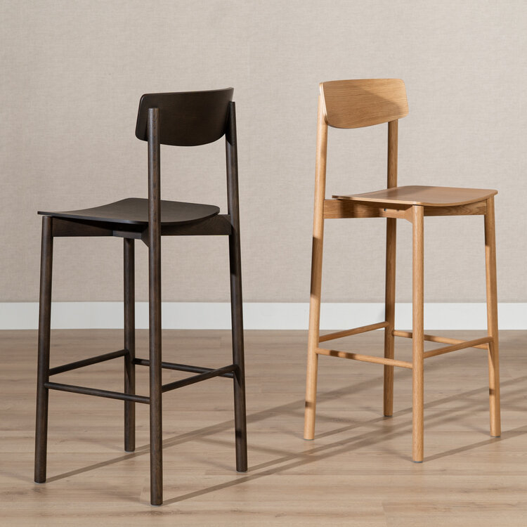 Tabouret de bar scandinave Miquel en chêne naturel 78,5 cm