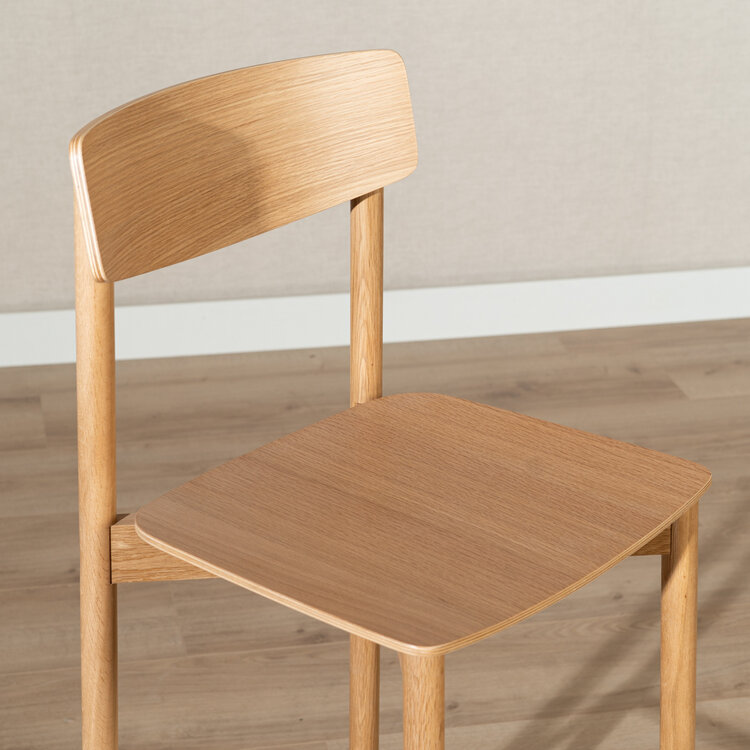 Tabouret de bar scandinave Miquel en chêne naturel 78,5 cm