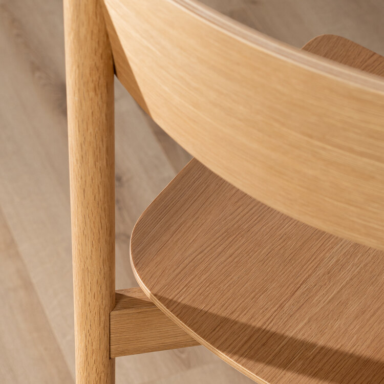 Tabouret de bar scandinave Miquel en chêne naturel 78,5 cm