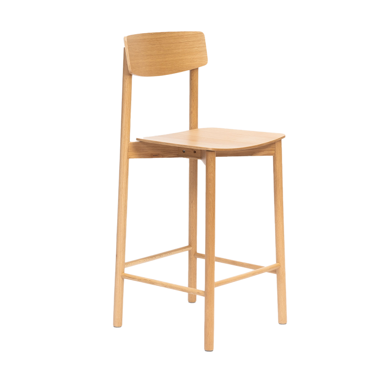 Tabouret de bar scandinave Miquel en chêne naturel 78,5 cm