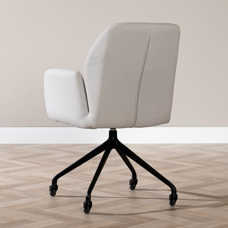 Chaise de salle à manger à roulettes Runa gris clair tissu recyclé