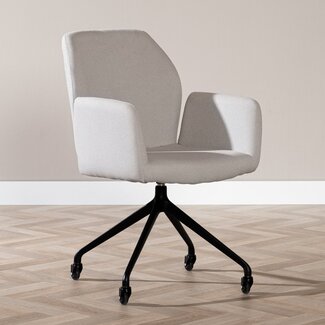 Chaise de salle à manger à roulettes Runa gris clair tissu recyclé