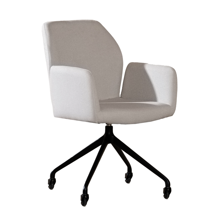 Chaise de salle à manger à roulettes Runa gris clair tissu recyclé