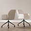 Chaise de salle à manger à roulettes Runa beige tissu recyclé