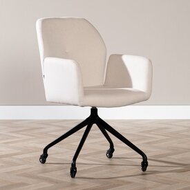 Chaise de salle à manger à roulettes Runa beige tissu recyclé