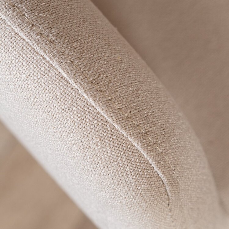 Chaise de salle à manger à roulettes Runa beige tissu recyclé