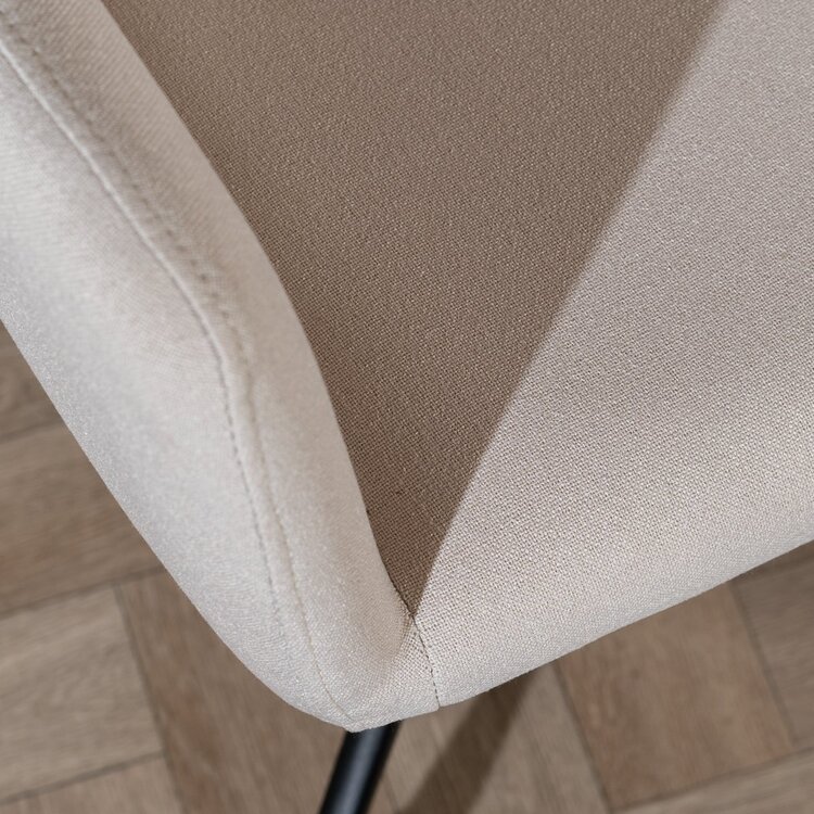 Chaise de salle à manger à roulettes Runa beige tissu recyclé