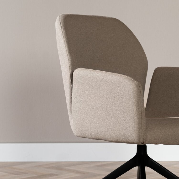 Chaise de salle à manger à roulettes Runa taupe tissu recyclé