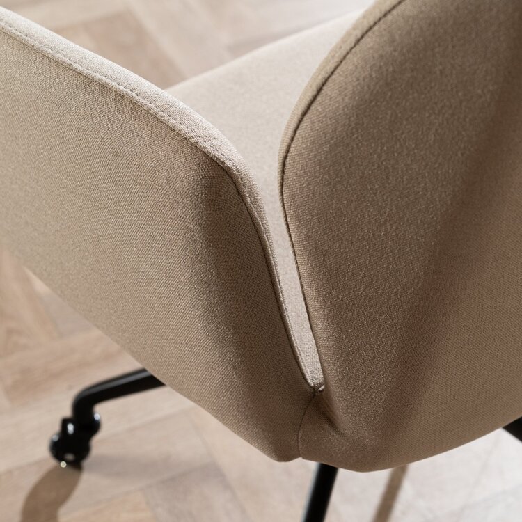 Chaise de salle à manger à roulettes Runa taupe tissu recyclé