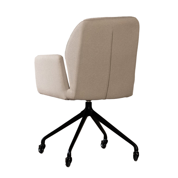 Chaise de salle à manger à roulettes Runa taupe tissu recyclé