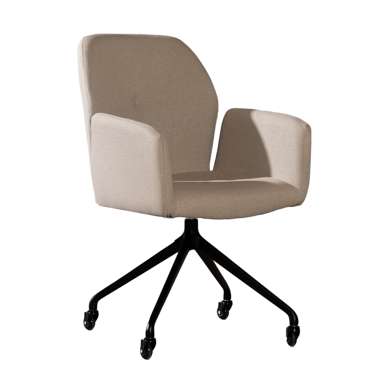 Chaise de salle à manger à roulettes Runa taupe tissu recyclé