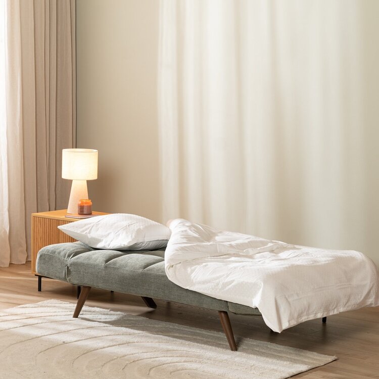 Canapé convertible lit 110 x 180 cm Timo vert tissu recyclé