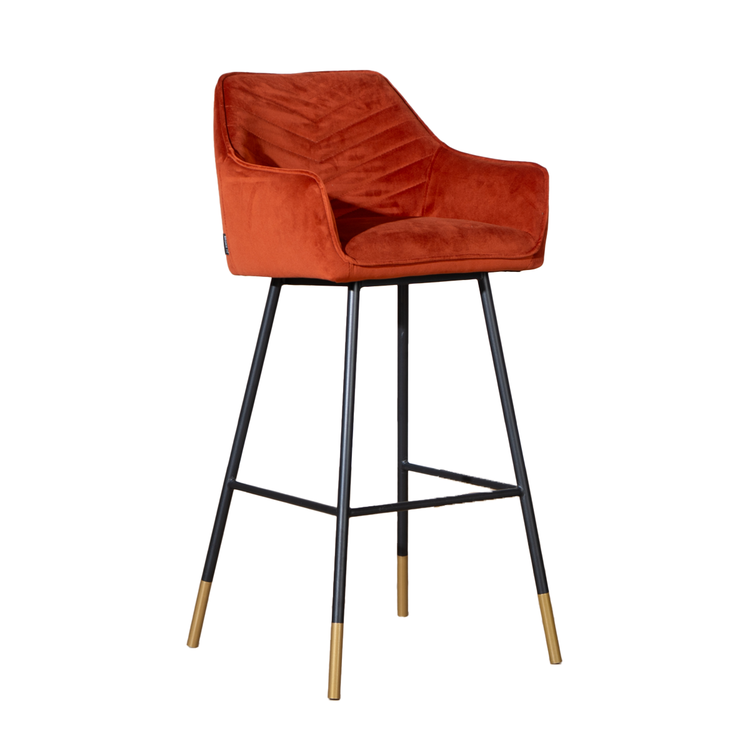 Tabouret de bar velours Fiona cuivre 65-78 cm