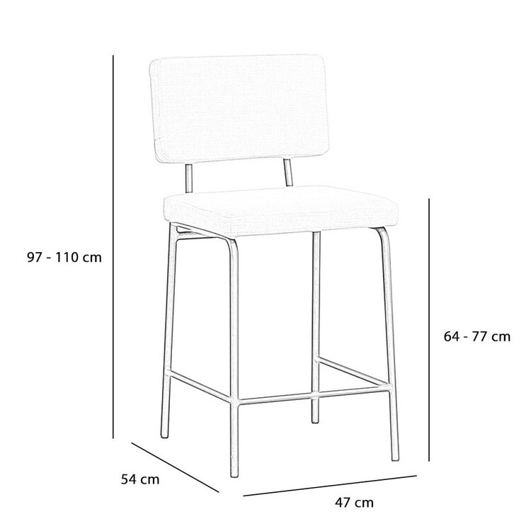 Tabouret de bar scandinave Espen vert en tissu recyclé 64-77 cm
