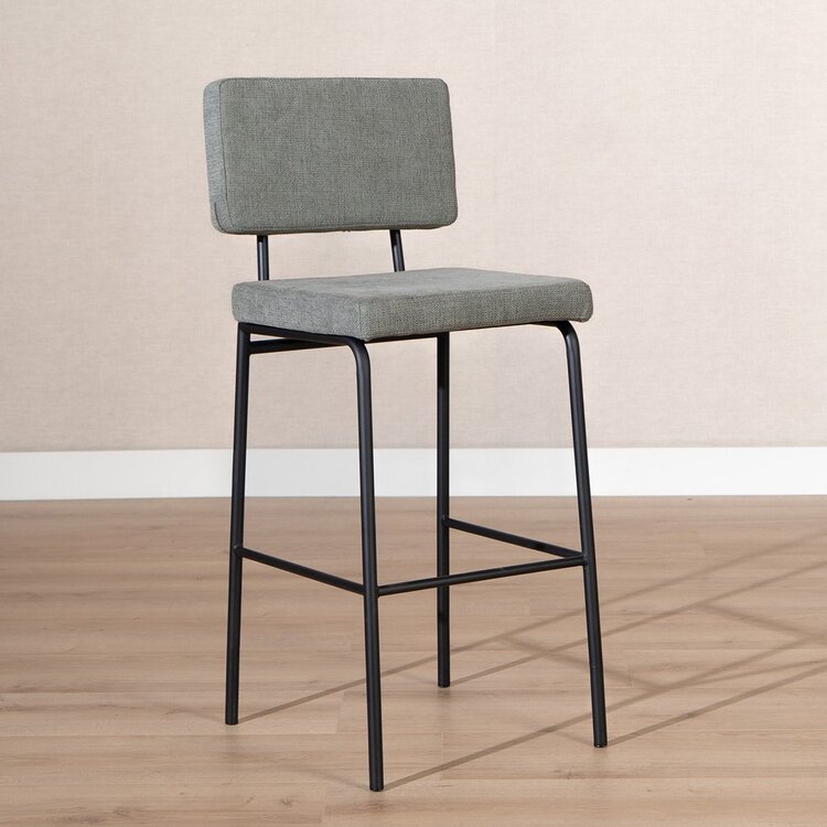 Tabouret de bar scandinave Espen vert en tissu recyclé 64-77 cm