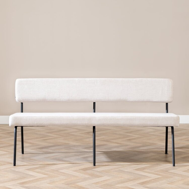 Banc de salle à manger scandinave Espen beige tissu recyclé 160 cm