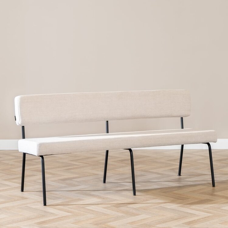 Banc de salle à manger scandinave Espen beige tissu recyclé 160 cm